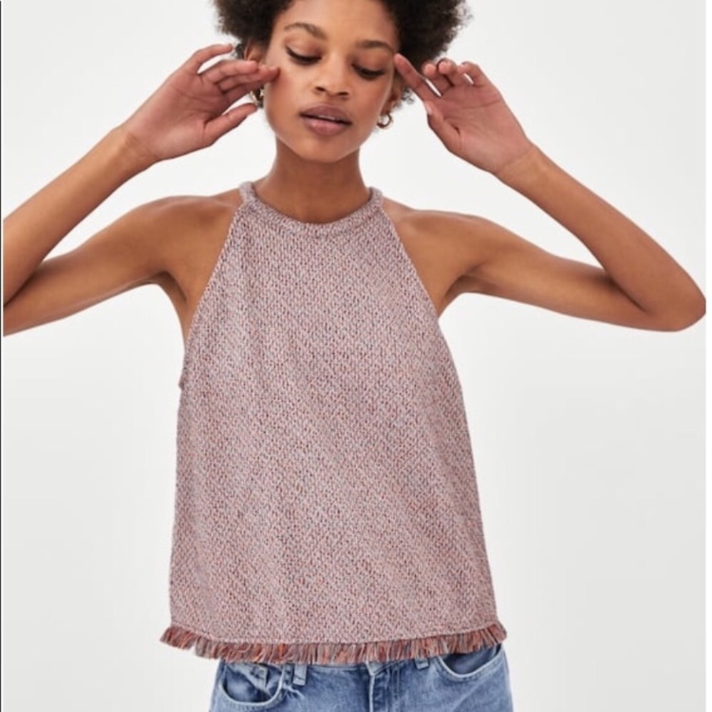 COPY - Zara Tweed Halter w/fringe; size small